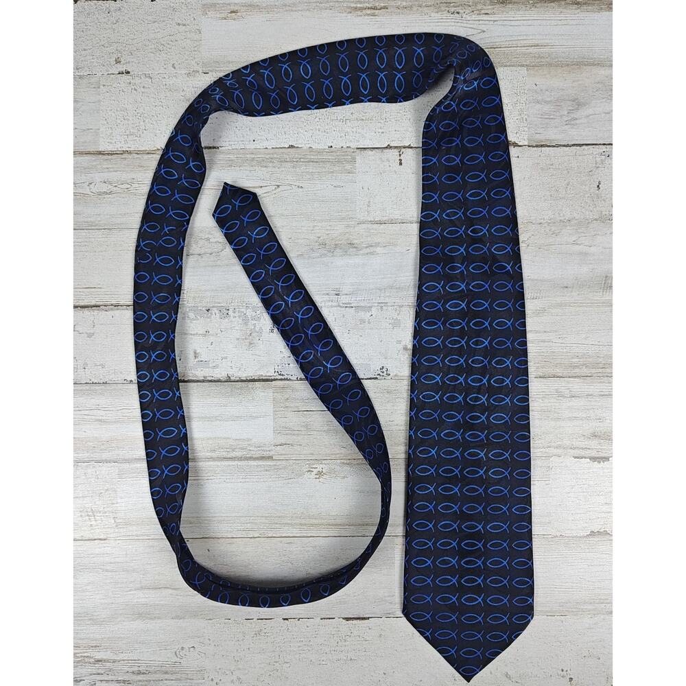 STEVEN HARRIS Break Bread Pisces Religious Ichthys Fish Jesus Neck Tie Hand Made